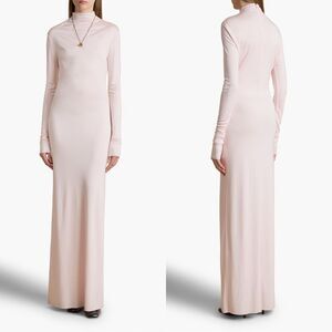 NWT KHAITE Norla Turtleneck Maxi Dress Soft Pink Size M $980